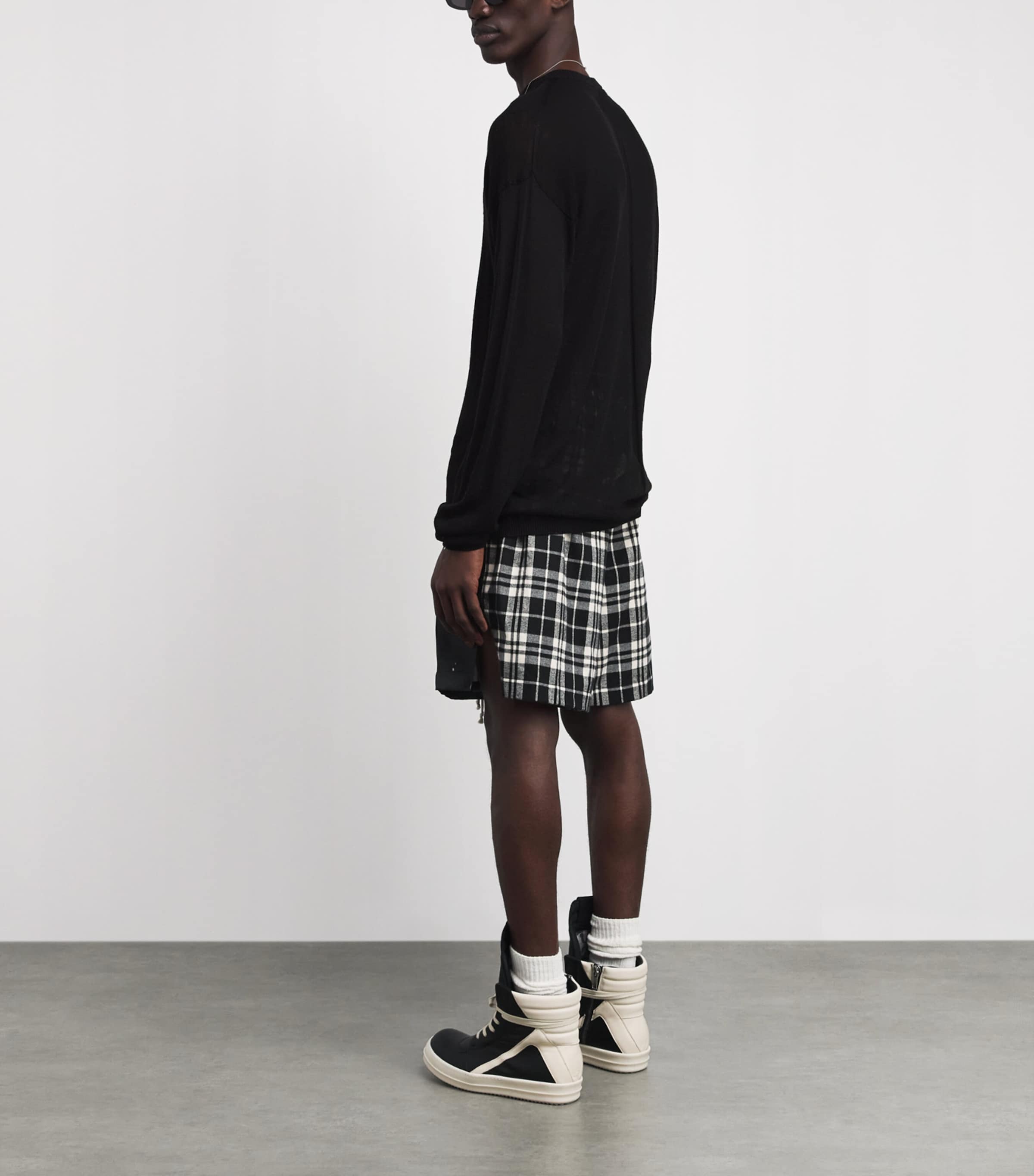 Rick Owens Mens Cotton Flannel Shorts Image 2
