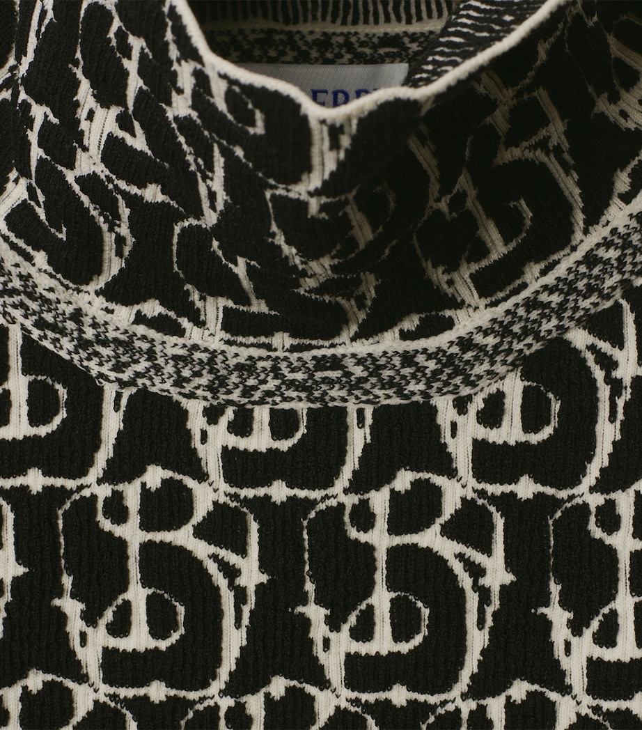 Wool-Blend Jacquard B Charm Sweater BLACK IP PTTRN Image 4