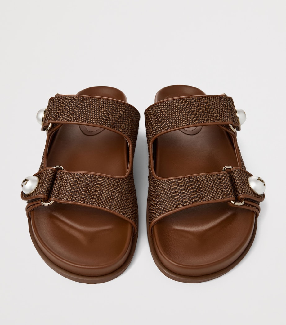 Jimmy Choo Fayence Raffia Flat Sandals Tan Image 5