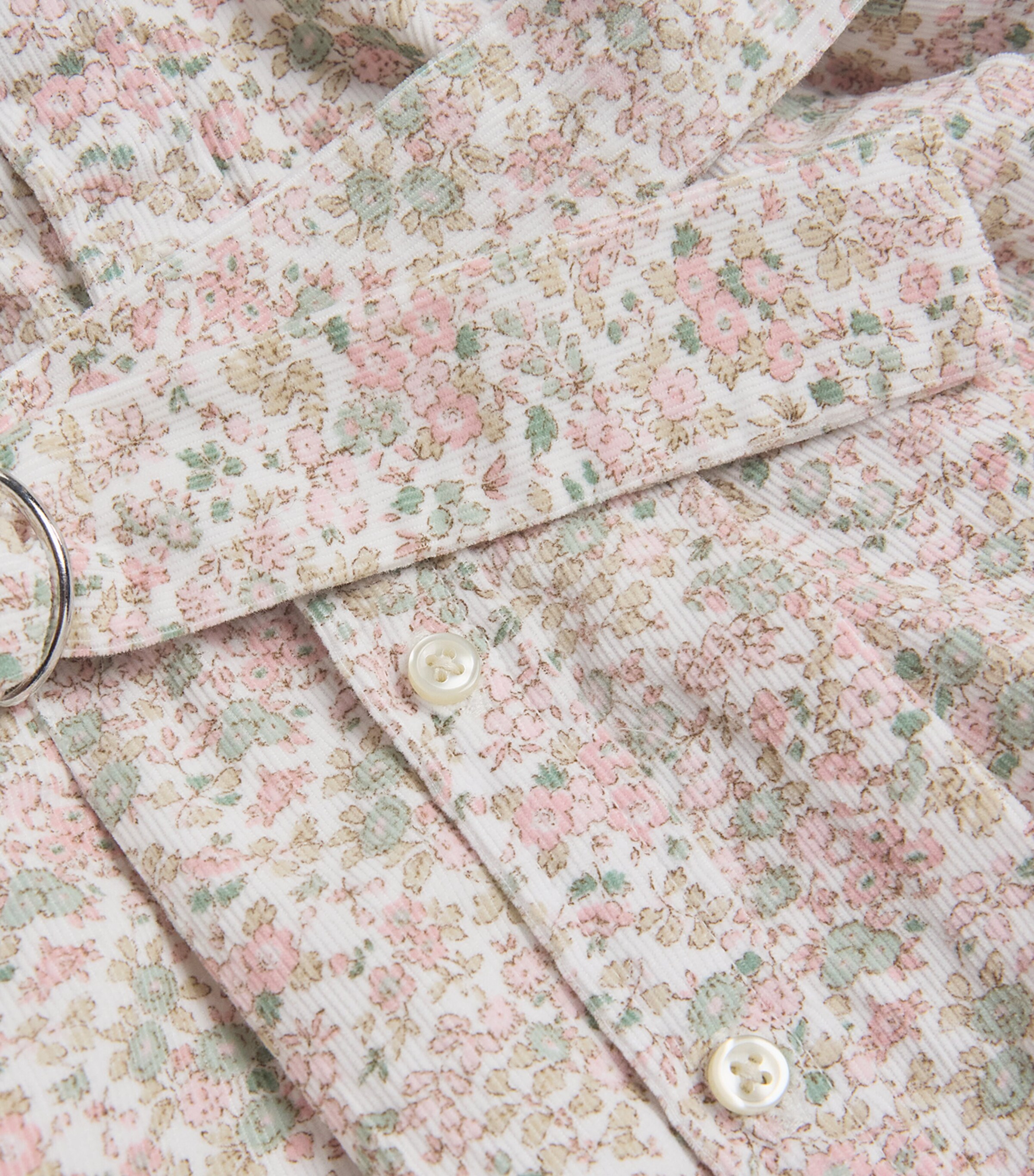 Ralph Lauren Kids Corduroy Belted Floral Print Dress (6-14 Years) Carolan Nevis Pink Image 3