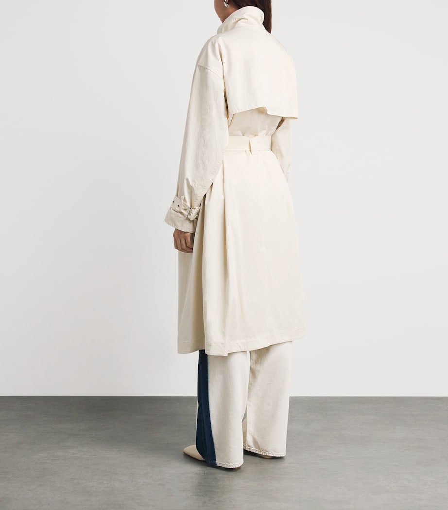 FRAME Womens Cotton The Field Trench Coat Ecru Image 5