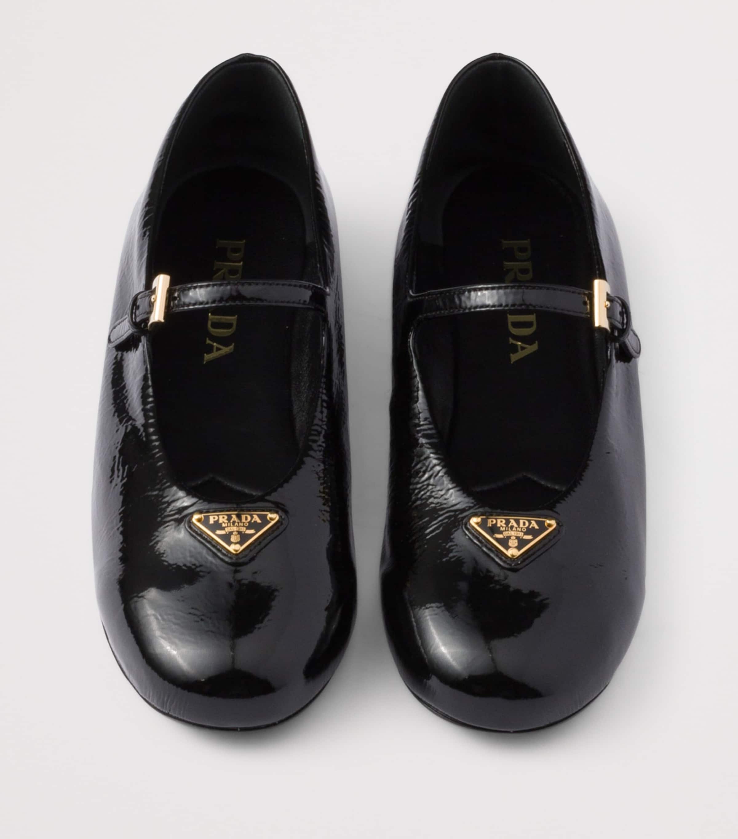 Prada Patent Leather Triangle Ballet Flats Black Image 3
