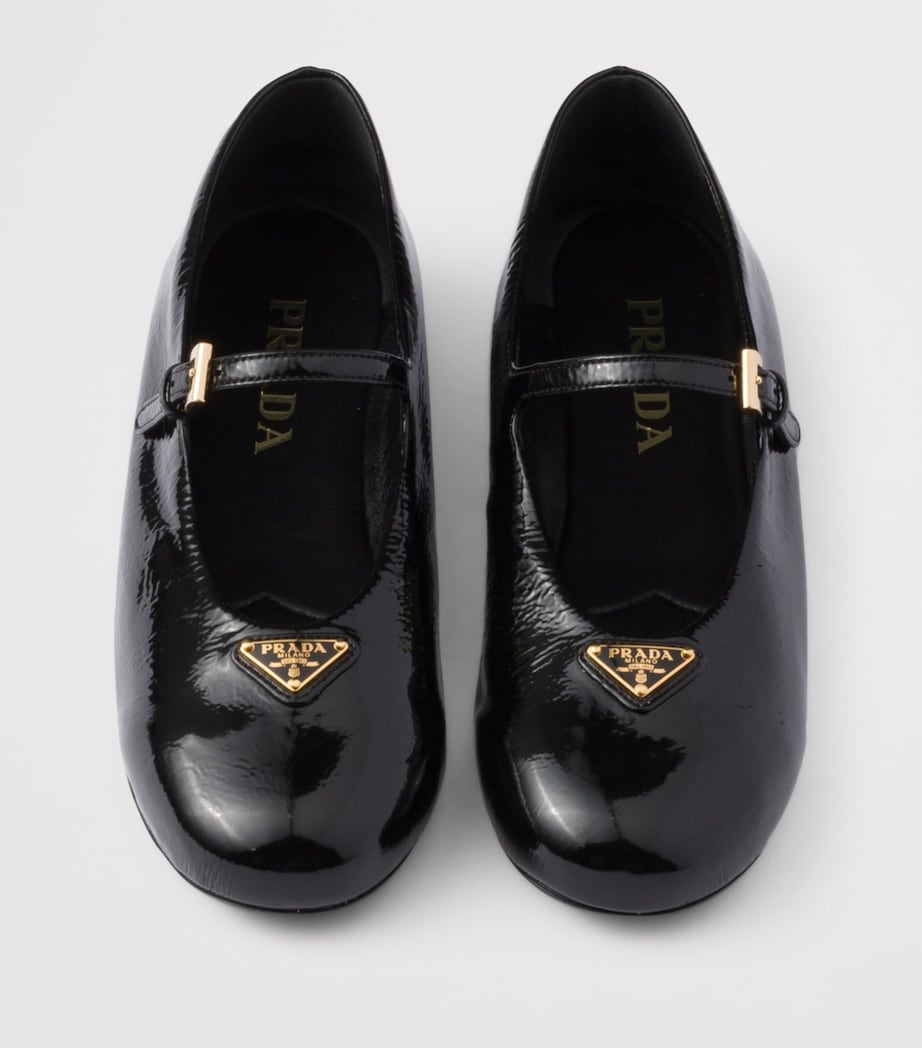 Prada Patent Leather Triangle Ballet Flats Black Image 3