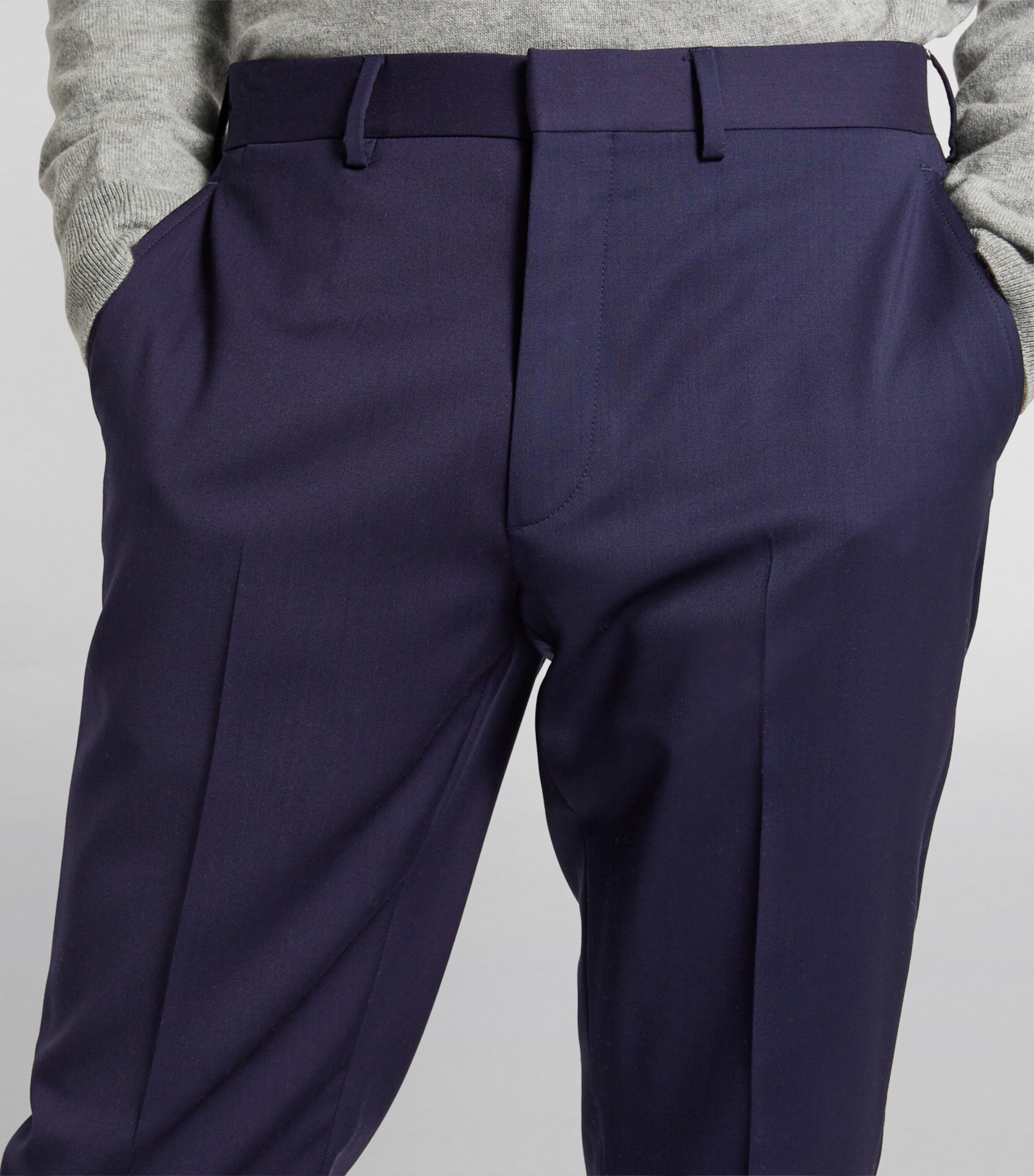 Ralph Lauren Purple Label Mens Wool Serge Straight Trousers Navy Image 4