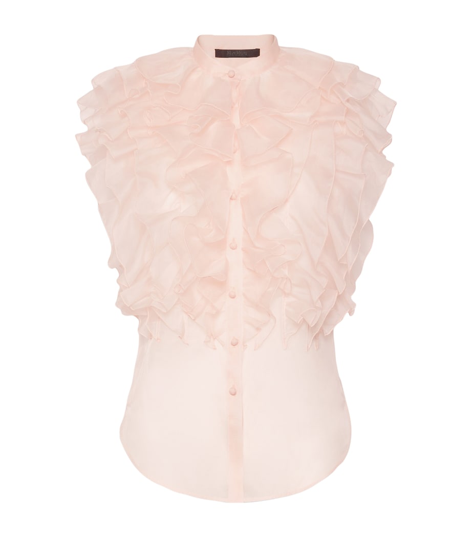 Max Mara Womens Silk Ruffled Blouse Powder Image 1