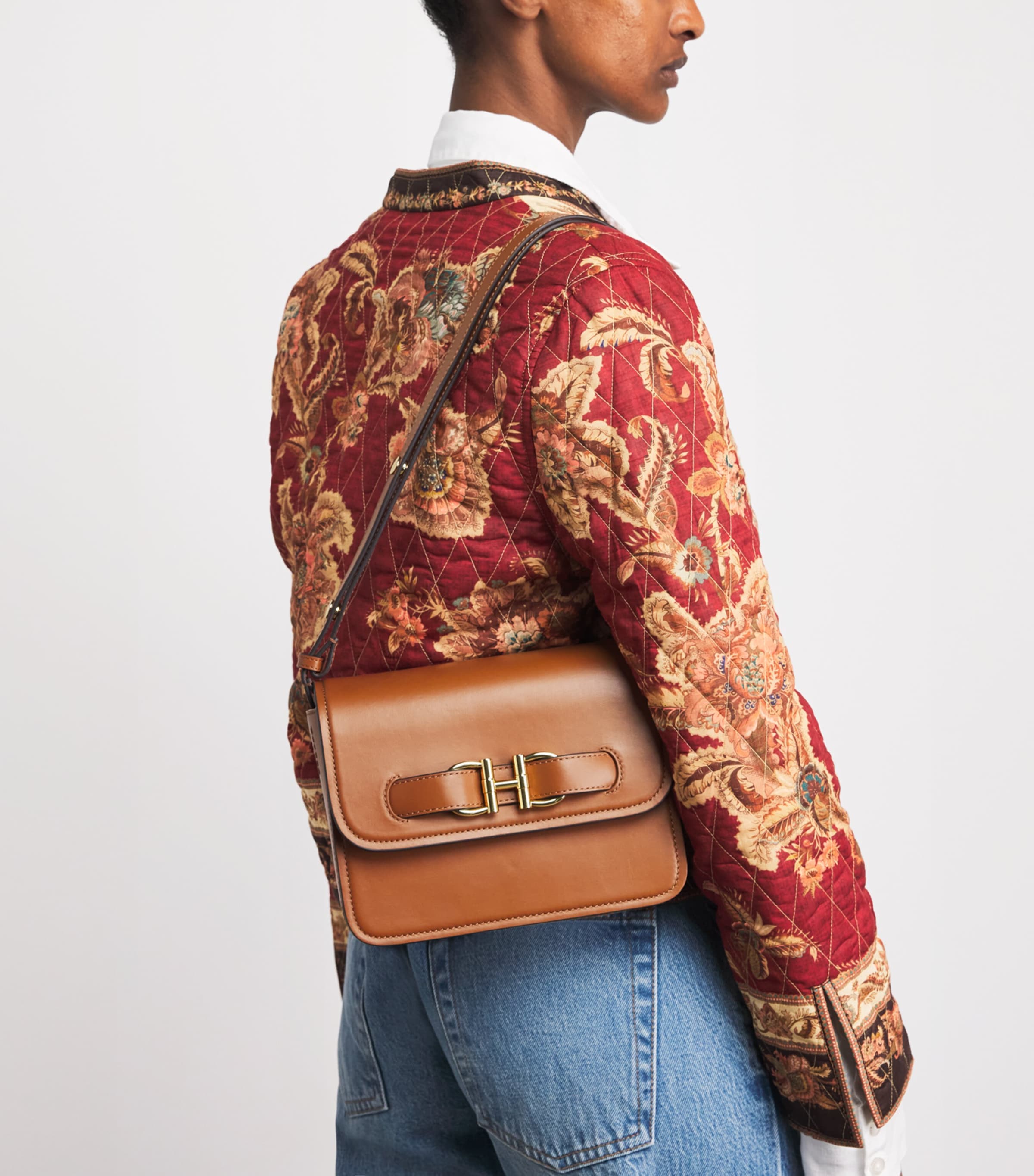 Harrods Leather Snaffle Cross-Body Bag Tan Image 4