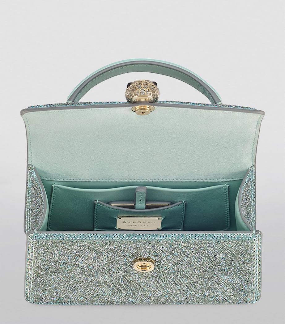 Mini Embellished Serpenti Forever Top-Handle Bag TURQUOISE Image 4