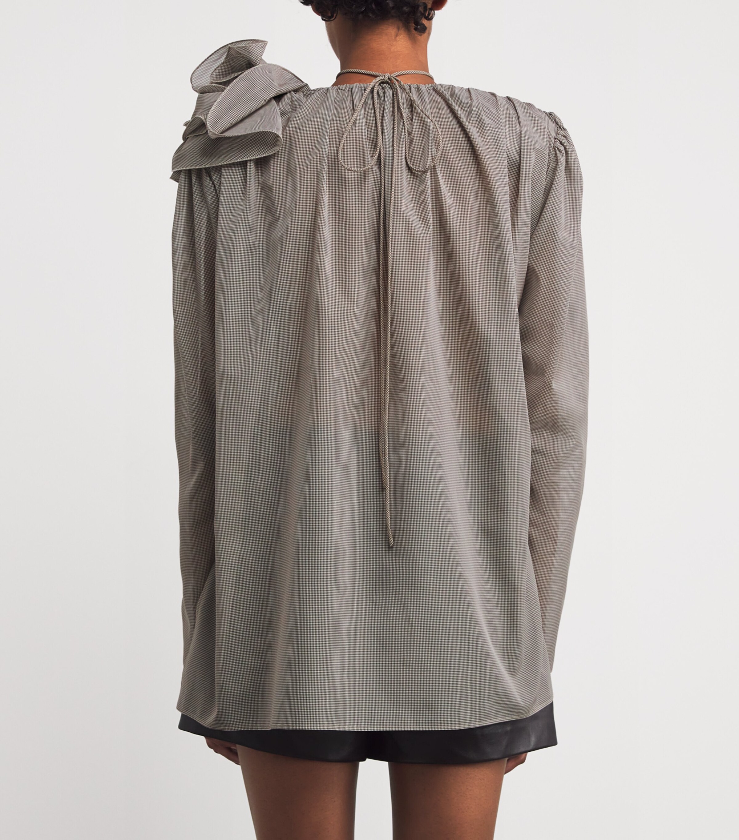 Silk Rose Brooch Blouse BROWN Image 4