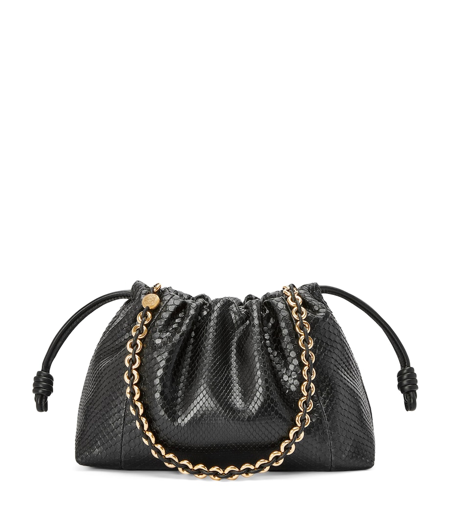 Medium Snakeskin Flamenco Shoulder Bag BLACK Image 1