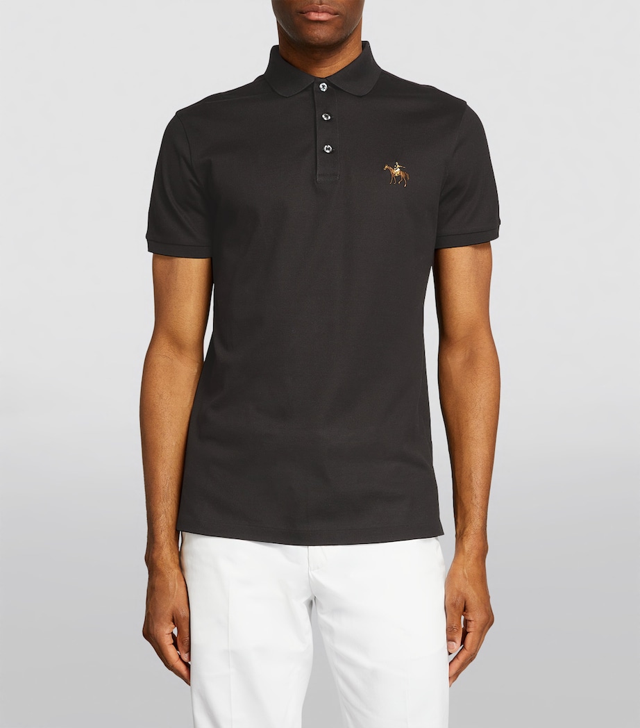 Cotton Standing Horse Polo Shirt BLACK Image 3