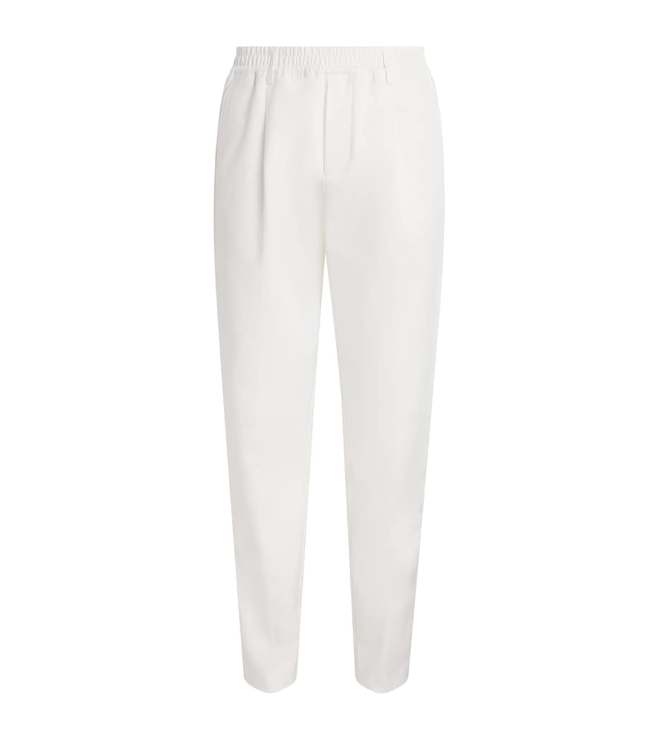 Eleventy Mens Stretch-Cotton Elasticated Trousers Bianco Image 1