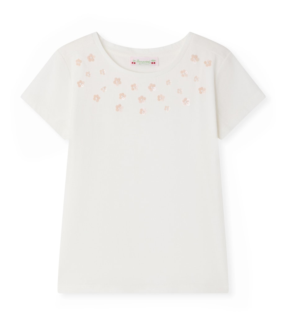 Bonpoint Cotton Embellished T-Shirt (10-14 Years) Upb Ecru Image 1