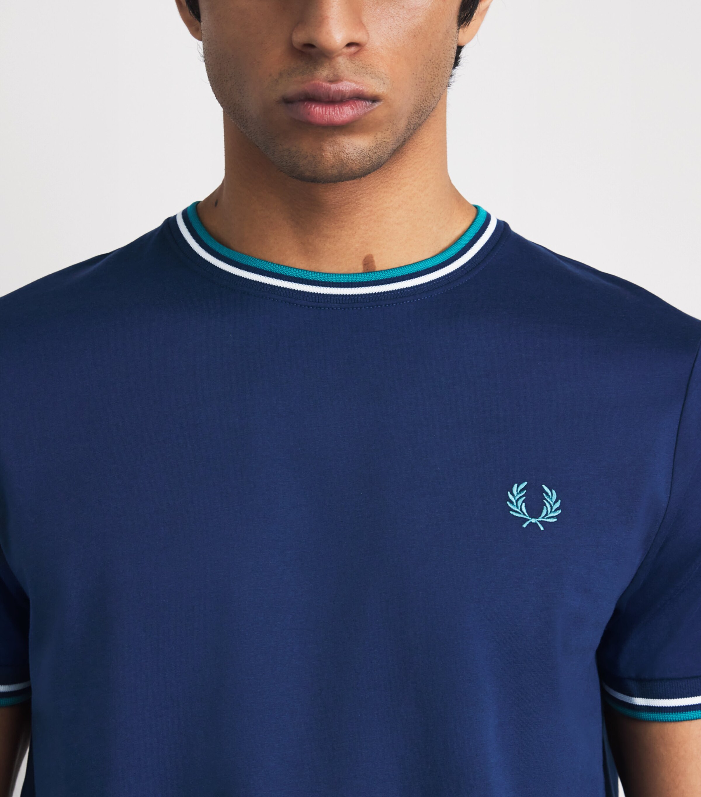 Fred Perry Mens Cotton Twin Tipped T-Shirt T Blue/whit/mint Image 3