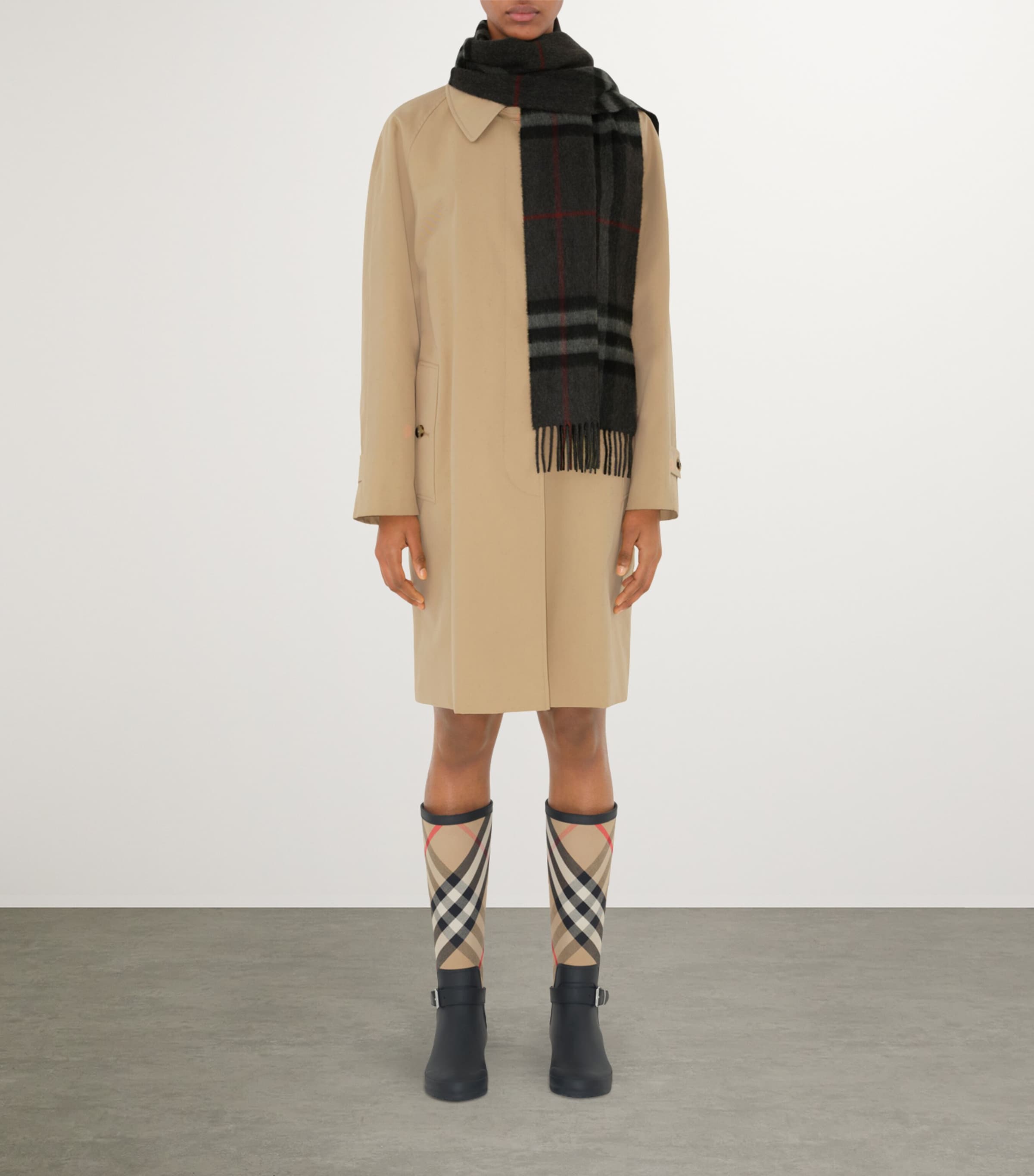 Cashmere Check Scarf CHARCOAL Image 6