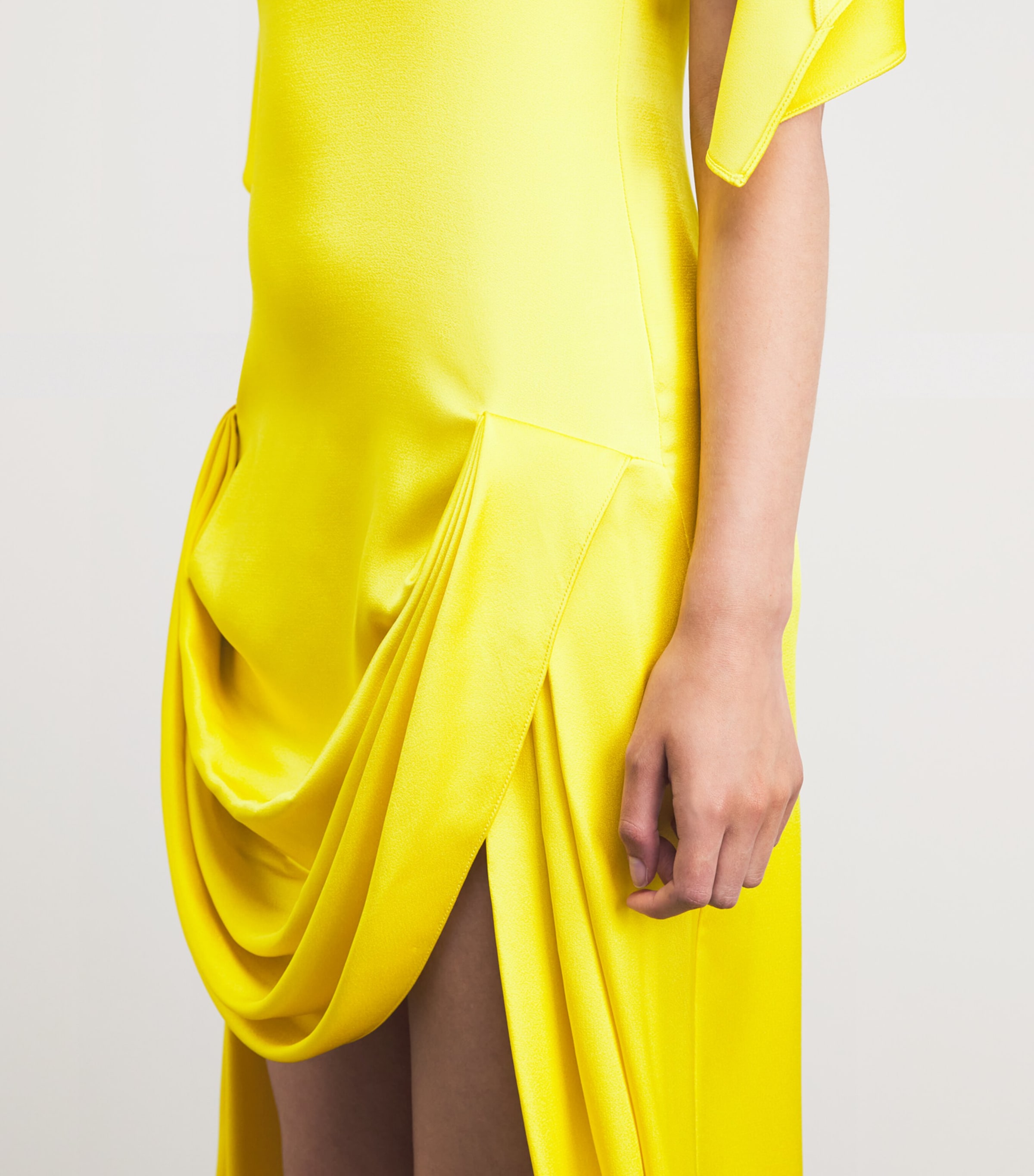 Stella McCartney Womens Satin Draped Maxi Dress Bright Yellow Image 5