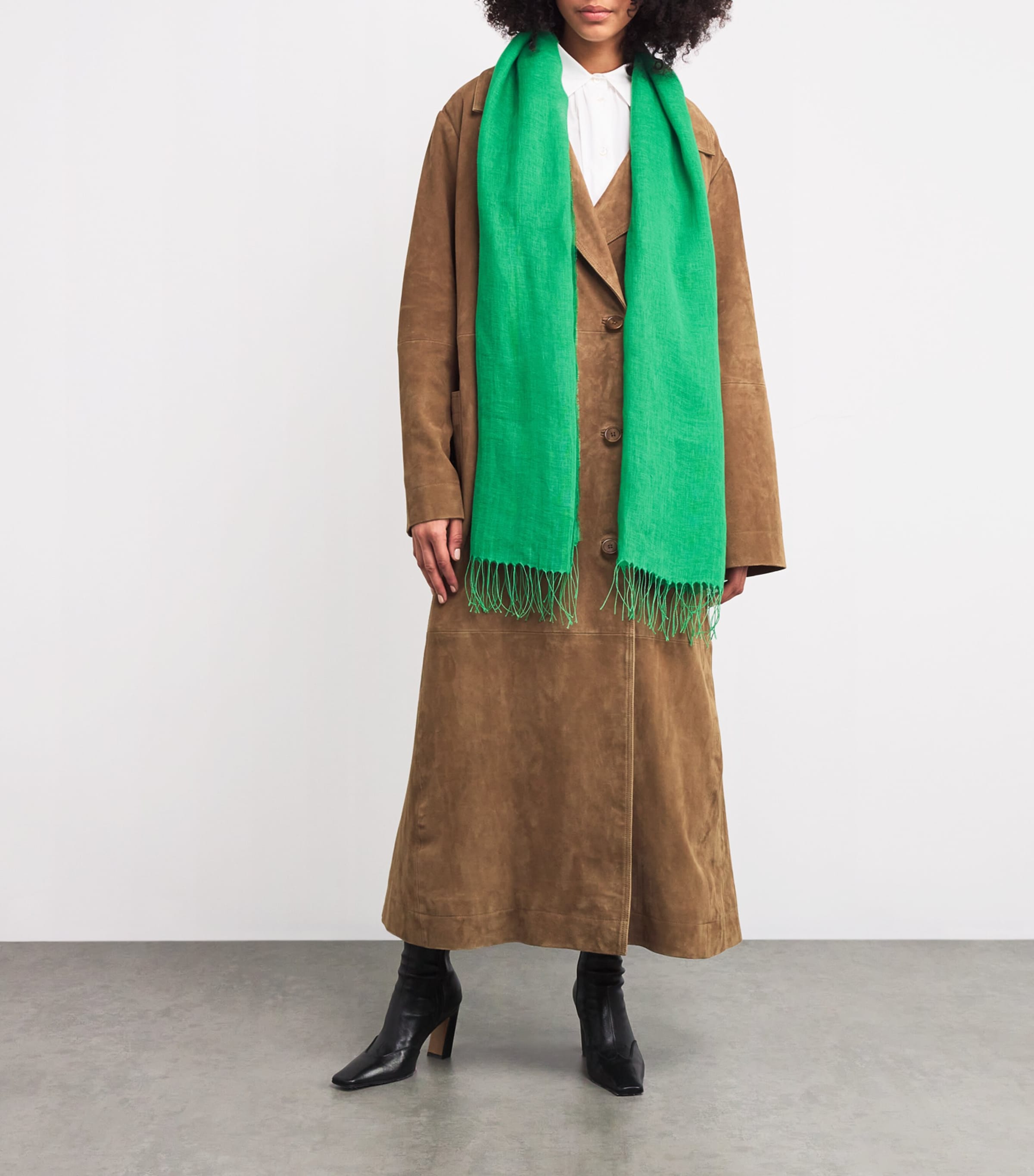 Weekend Max Mara Linen Stole Scarf Green Image 2
