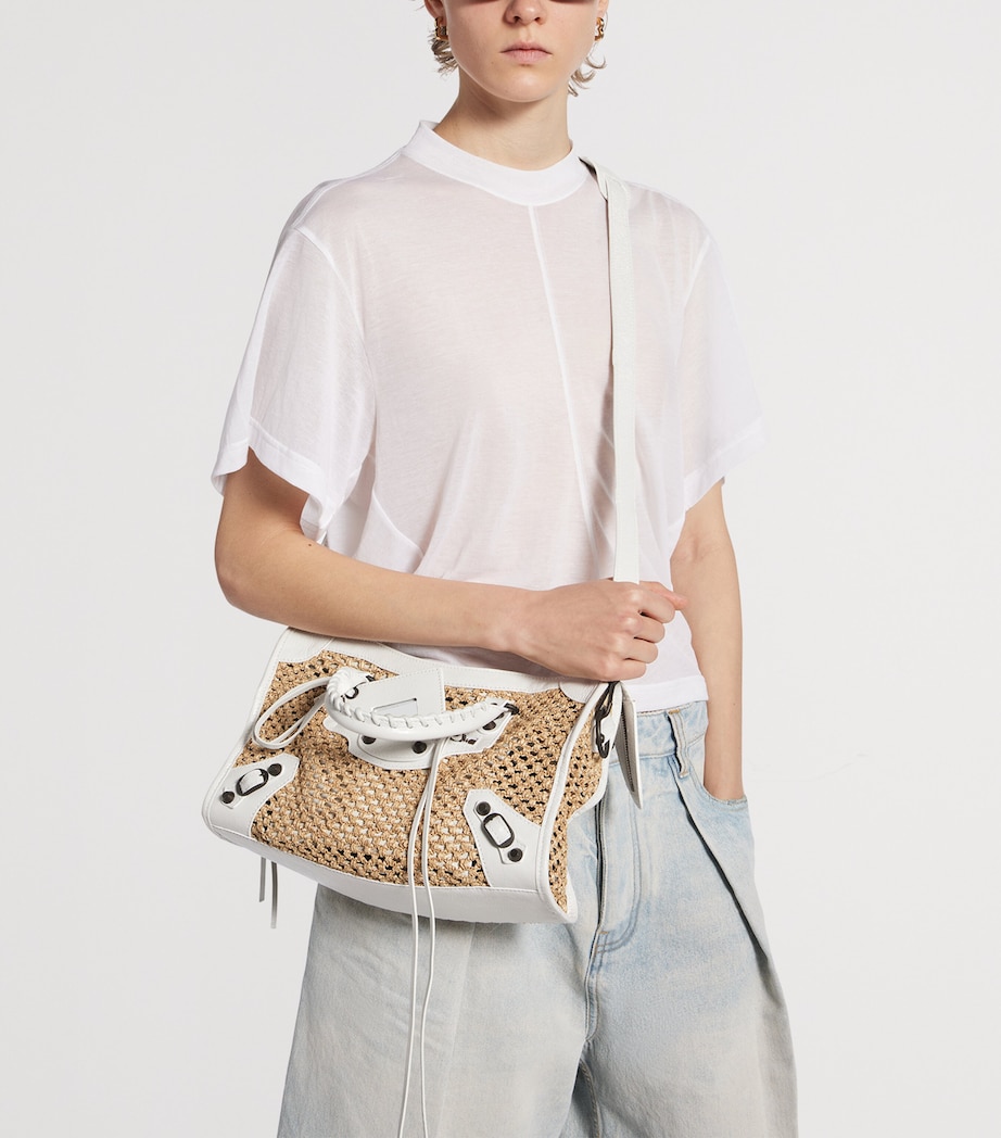 Balenciaga Small Raffia-Lambskin Le City Top-Handle Bag Image 2