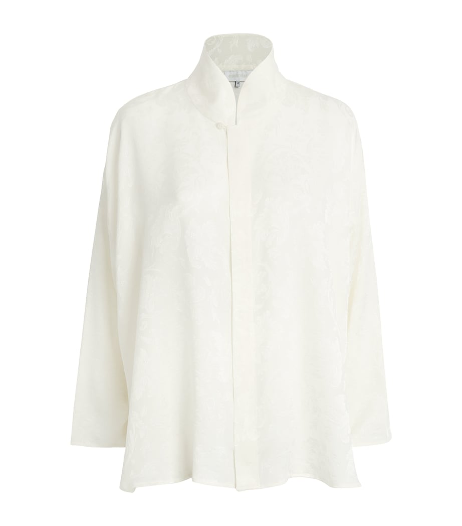 Eskandar Womens Silk Double-Stand Collar Shirt Ivory Image 1