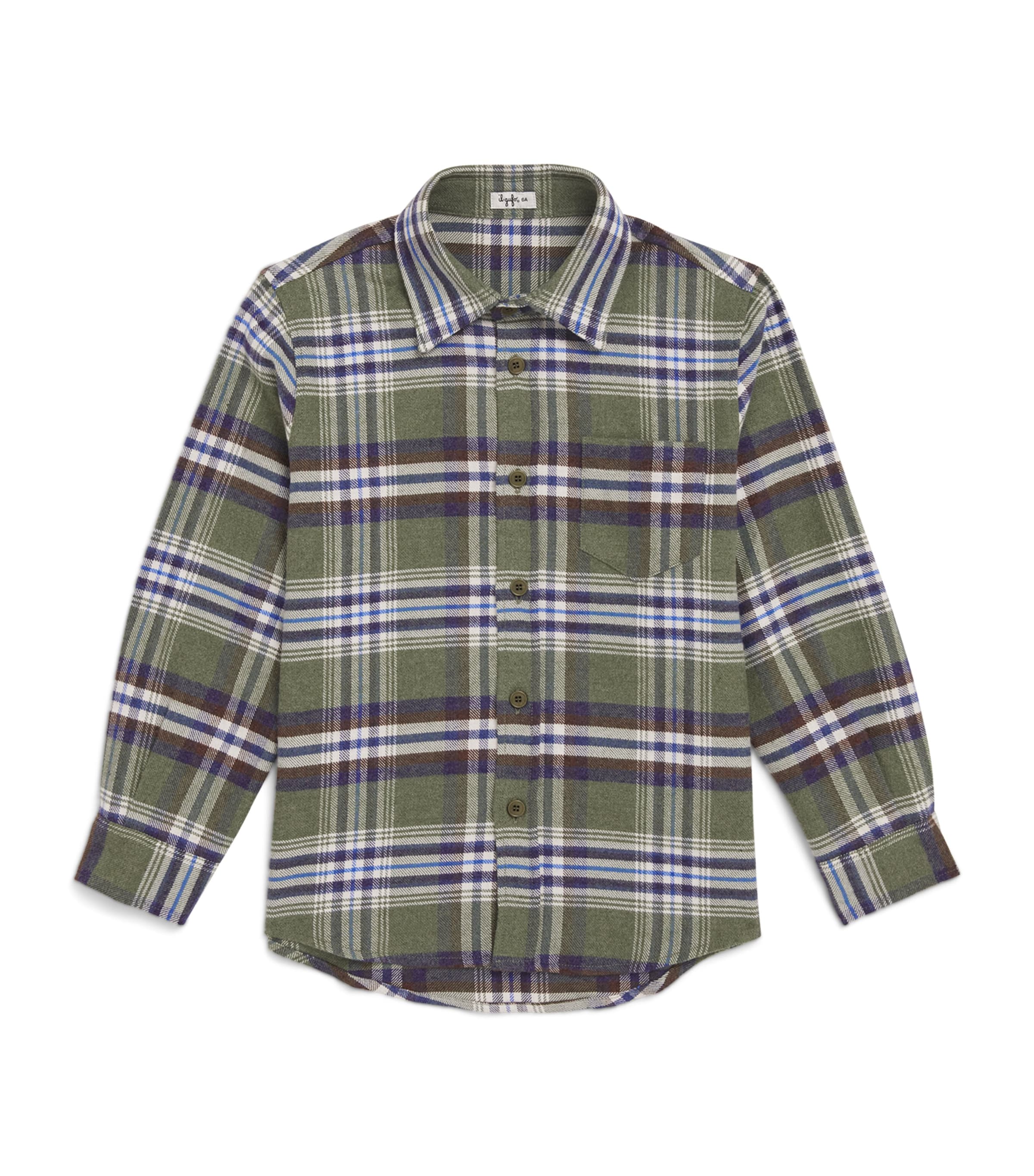 Shop Il Gufo Cotton Check Shirt In Green