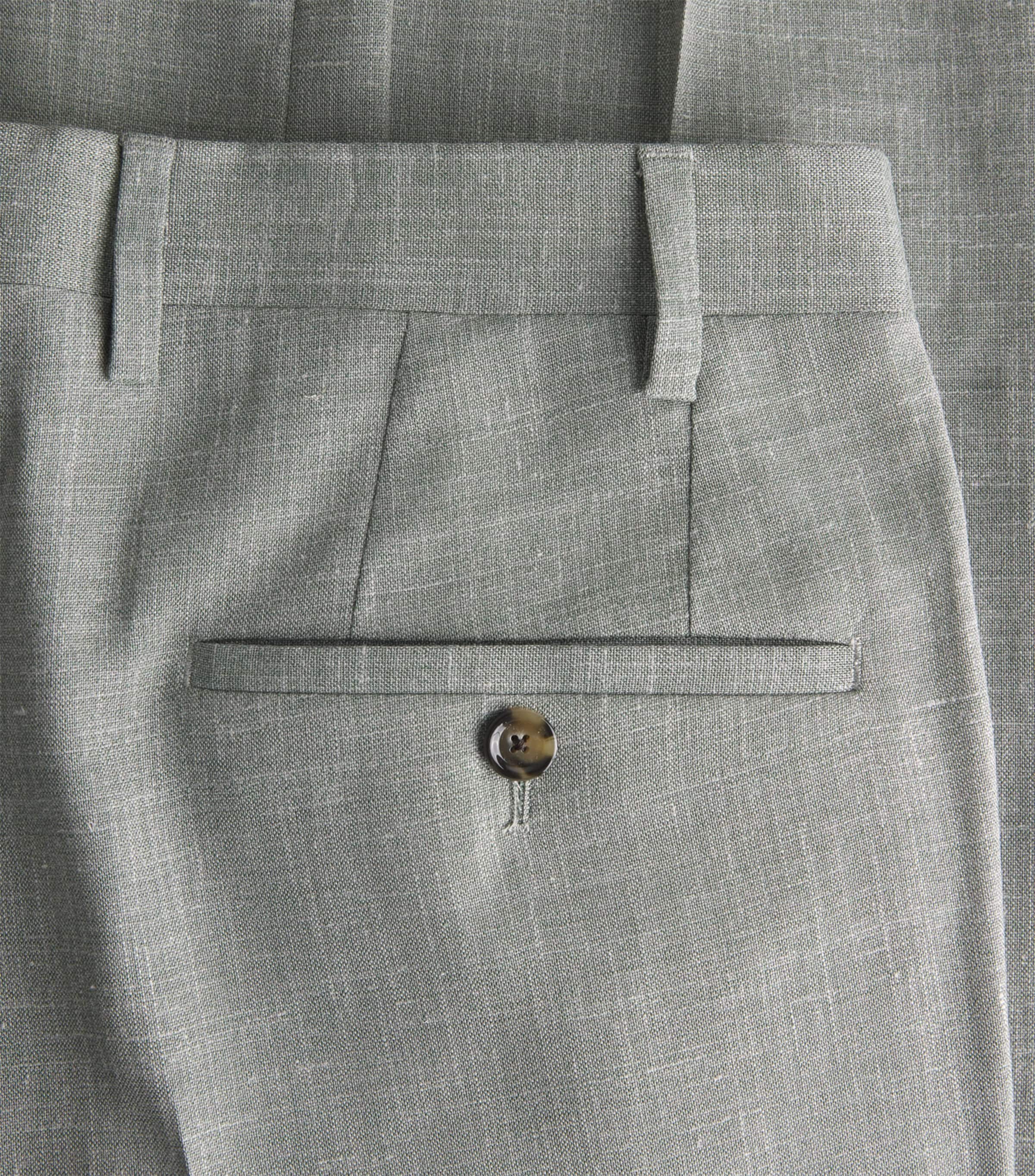 Wool-Silk-Linen Straight Trousers 510 SAGE GRREN Image 5