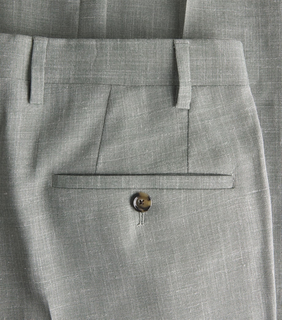 Wool-Silk-Linen Straight Trousers 510 SAGE GRREN Image 5