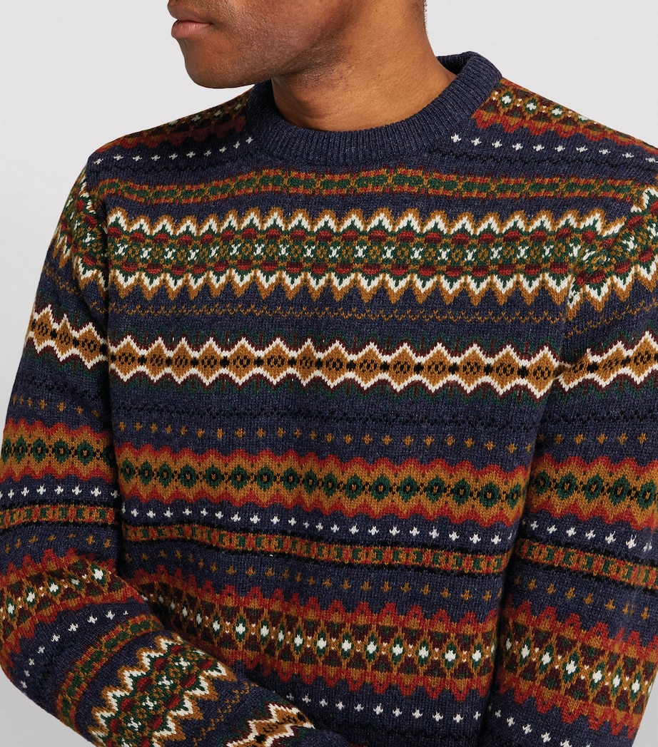 Wool Fair Isle Sweater NAVY MARL Image 12