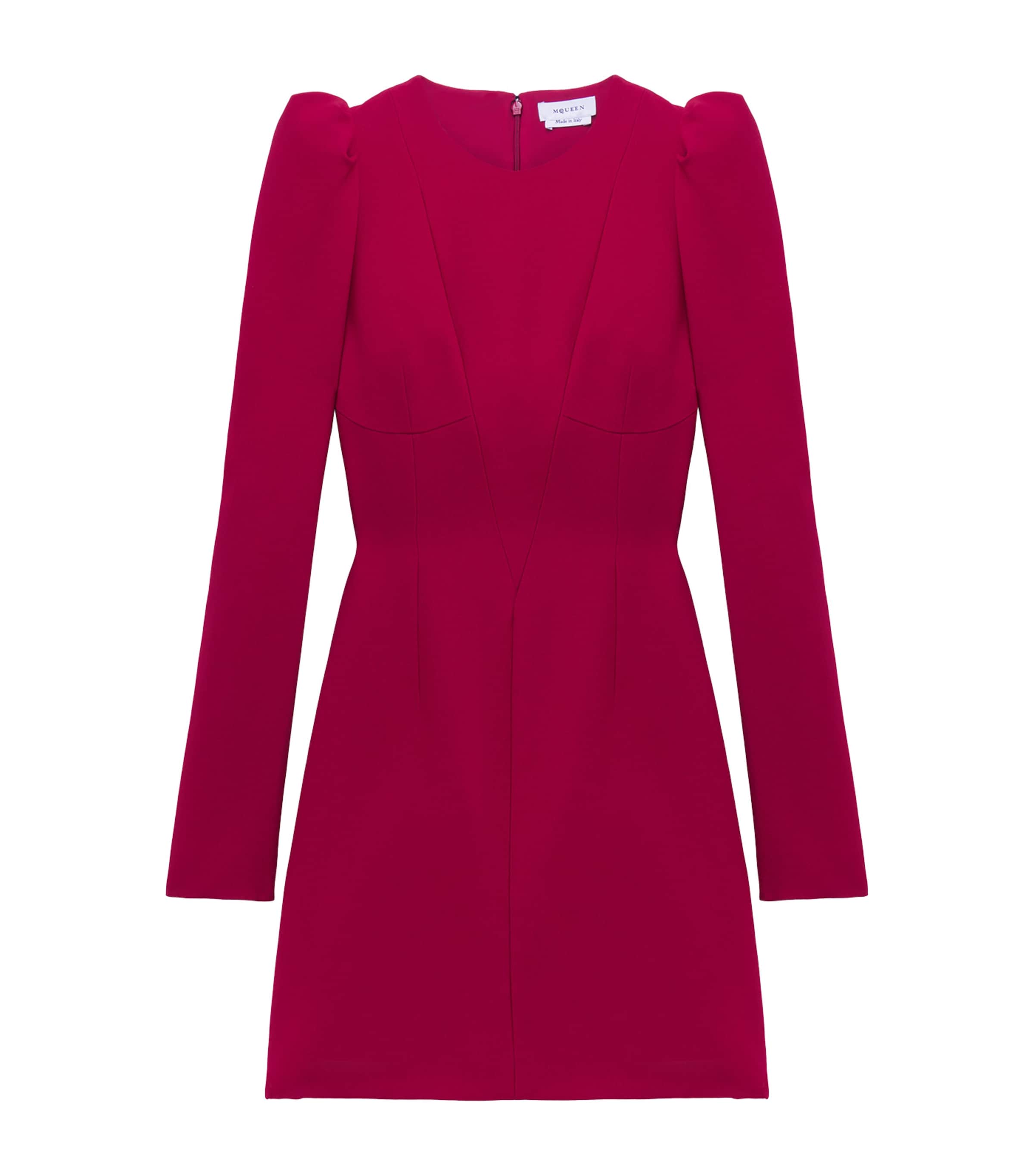 Alexander Mcqueen Sculptural Mini Dress In Burgundy