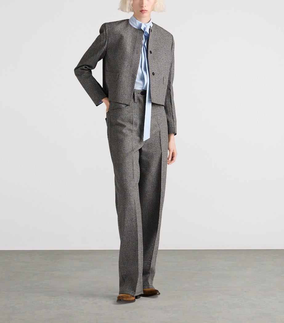 Cotton-Wool Prince of Wales Tailored Trousers F0480 Image 2