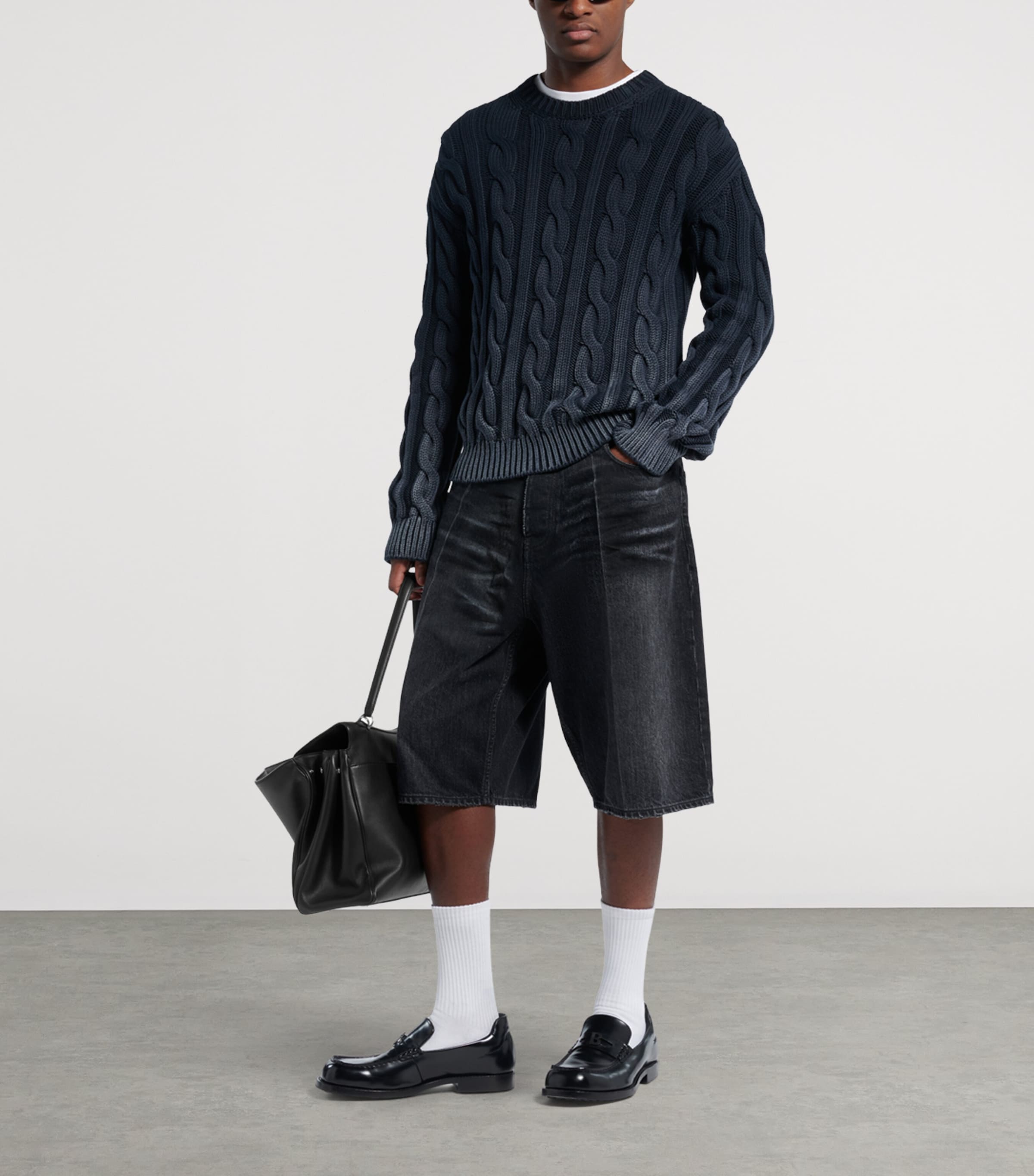 Balenciaga Mens Stay Press Denim Shorts Image 2