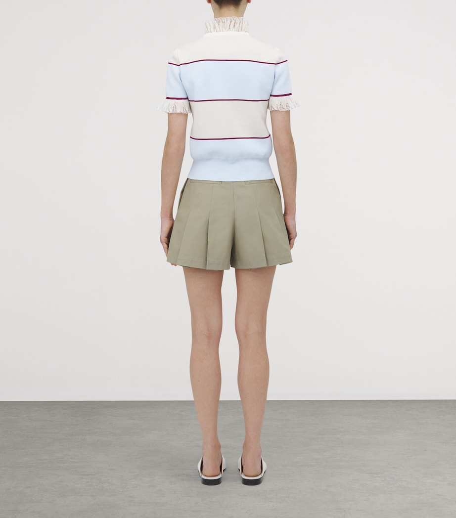 Lace-Trim Stripe Polo Shirt 4332 Image 4