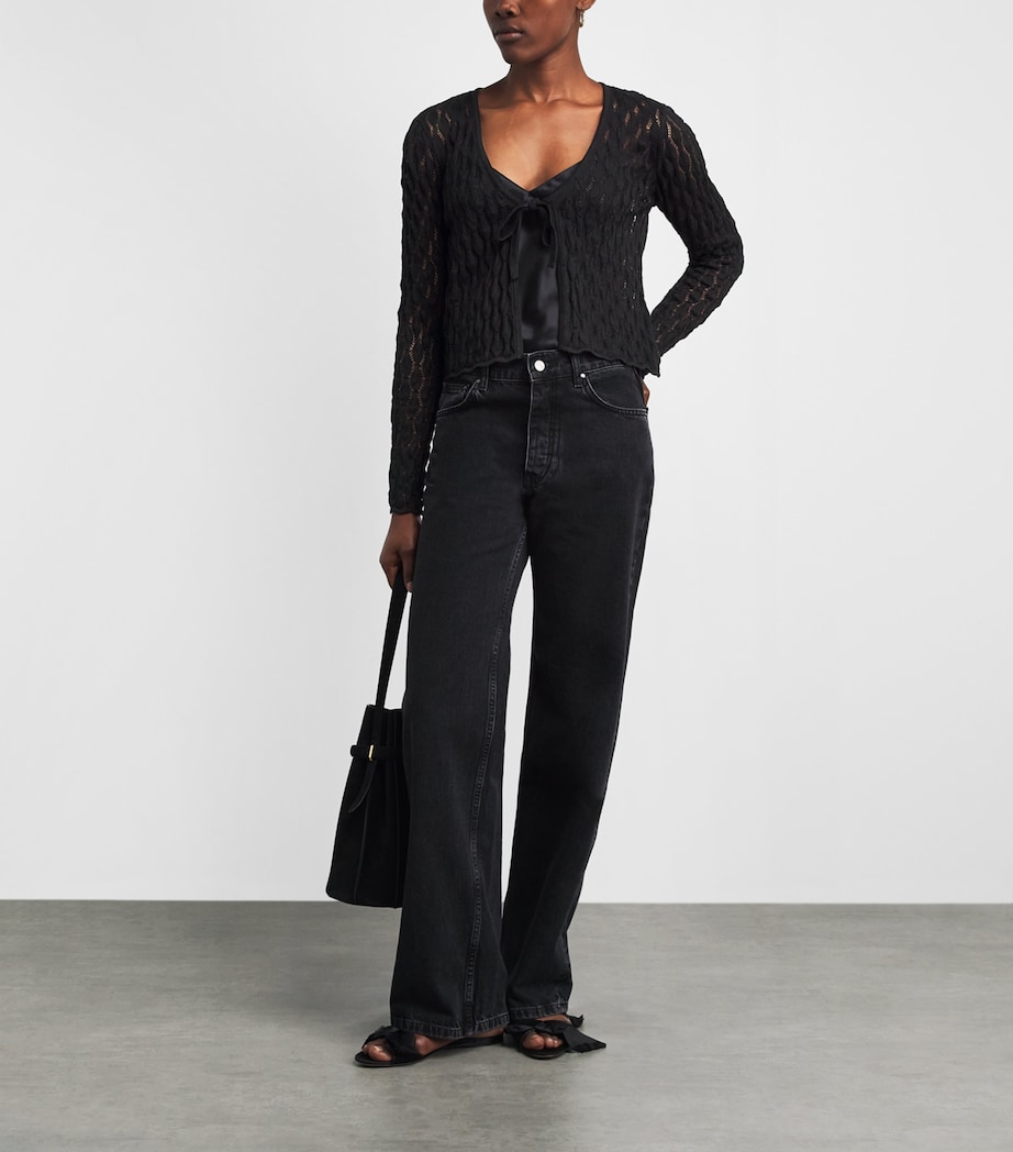 FRAME Womens Cotton The Getaway Cardigan Black Image 2