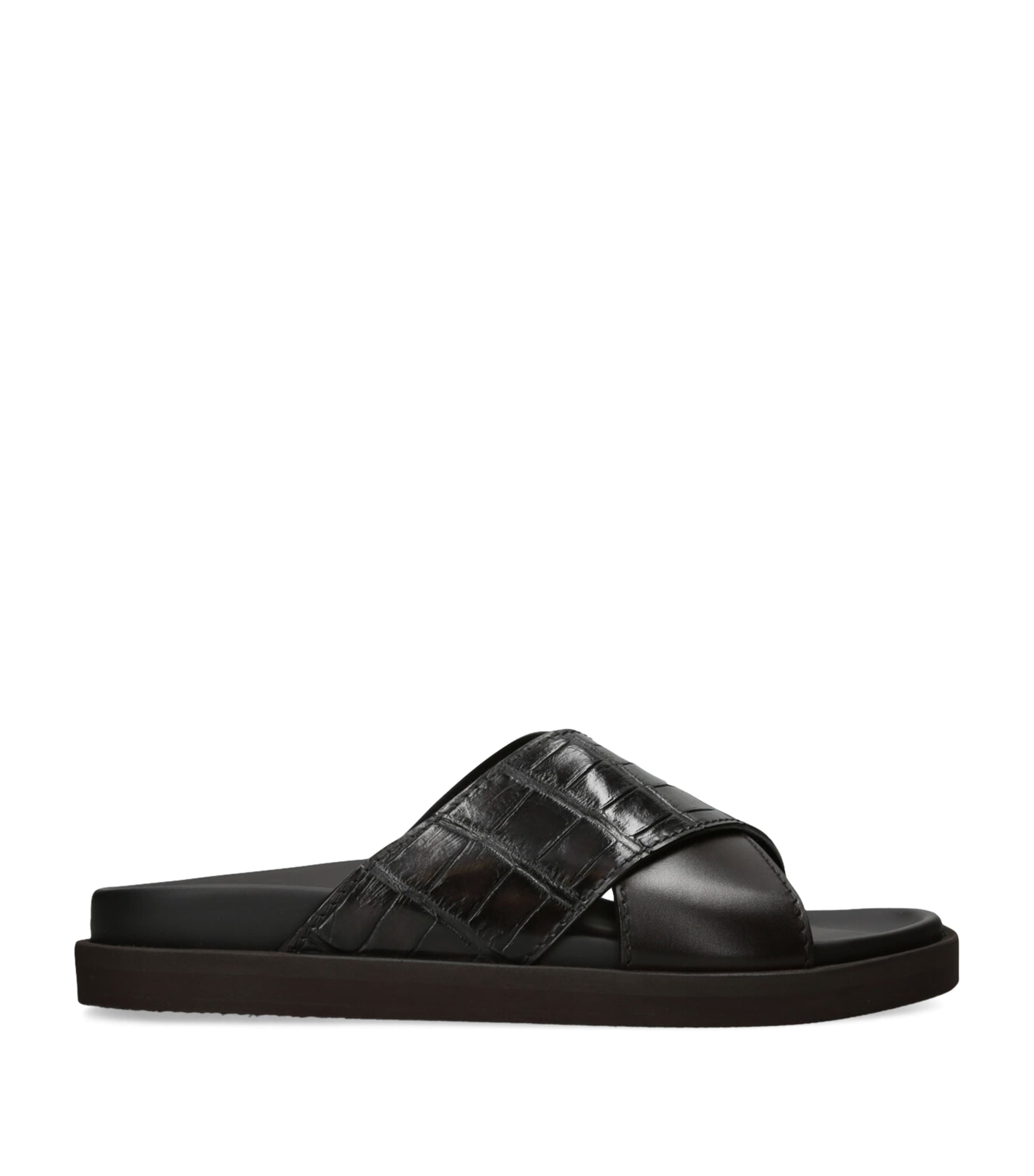 Zegna Crocodile Leather Panarea Slides In White