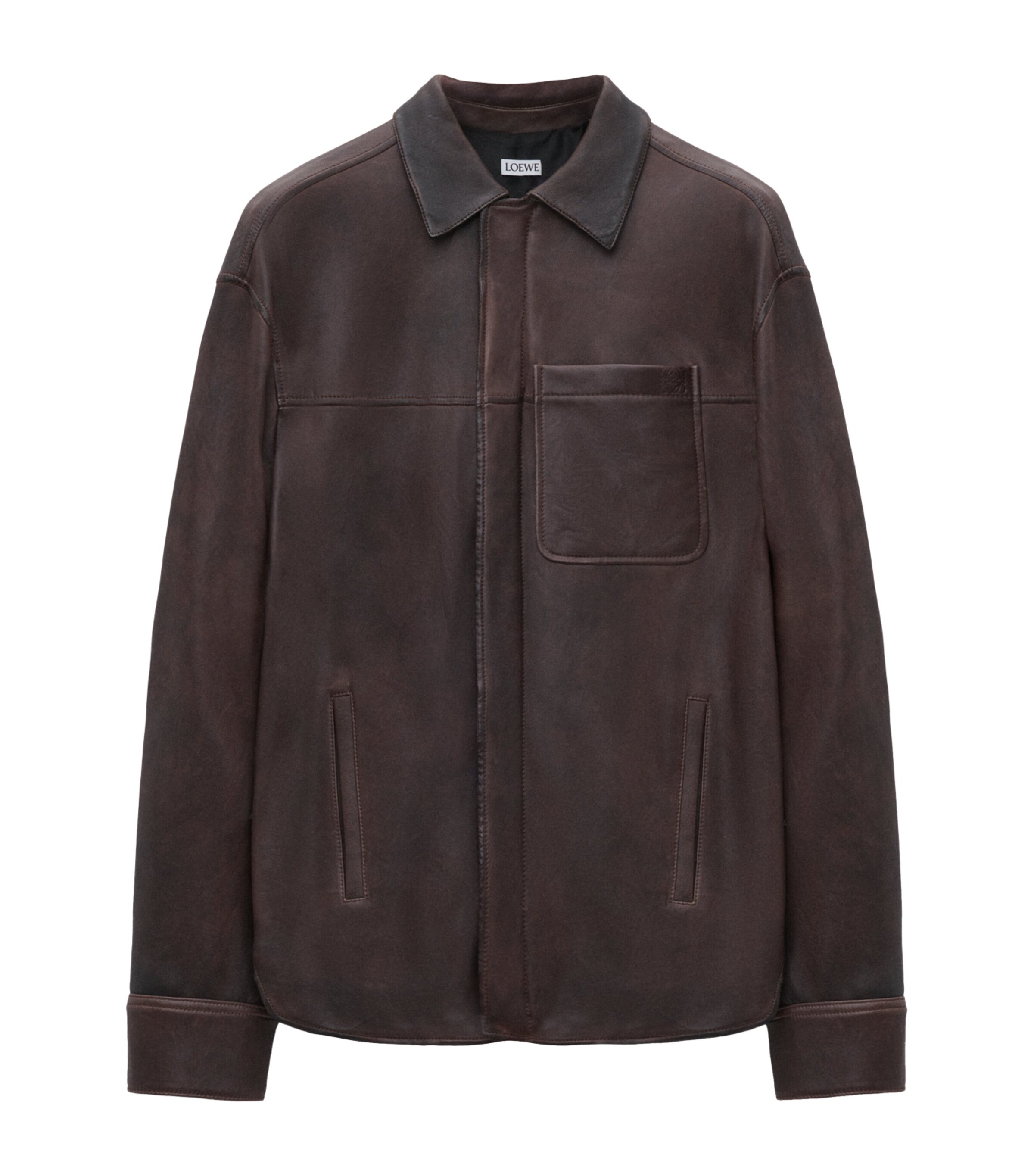 Leather Overshirt DARK BROWN Image 1