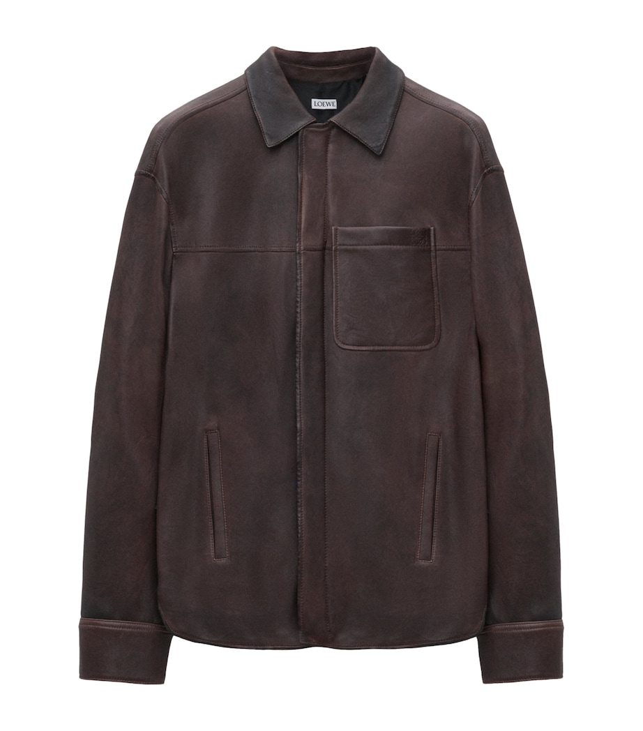 Leather Overshirt DARK BROWN Image 1