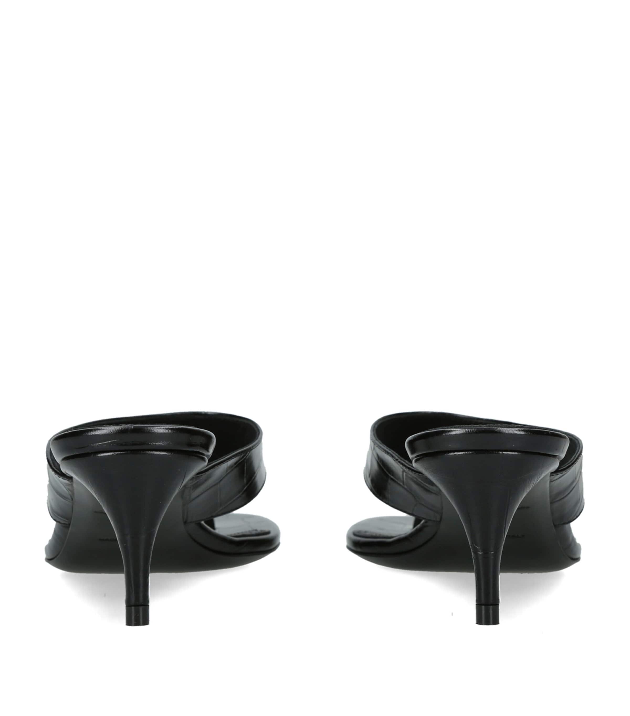Alaïa Croc-Embossed Leather Infra Thong Mules 55 Black Image 4