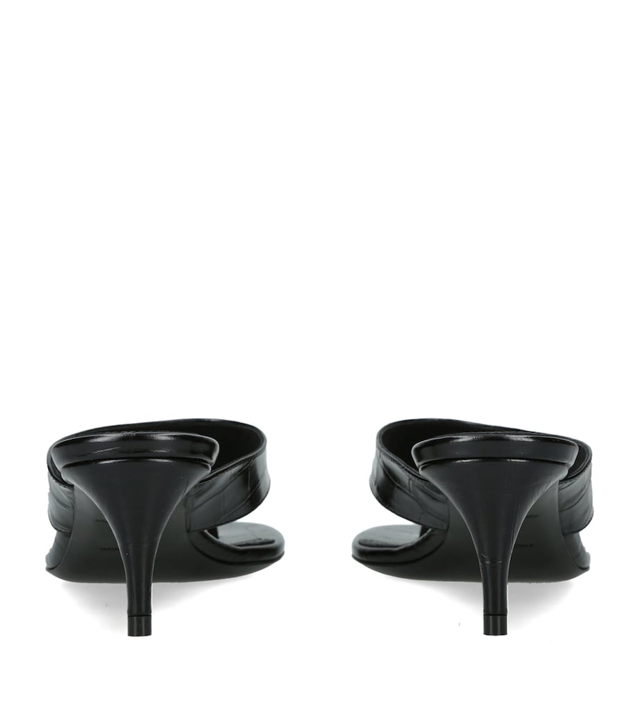 Alaïa Croc-Embossed Leather Infra Thong Mules 55 Black Image 4