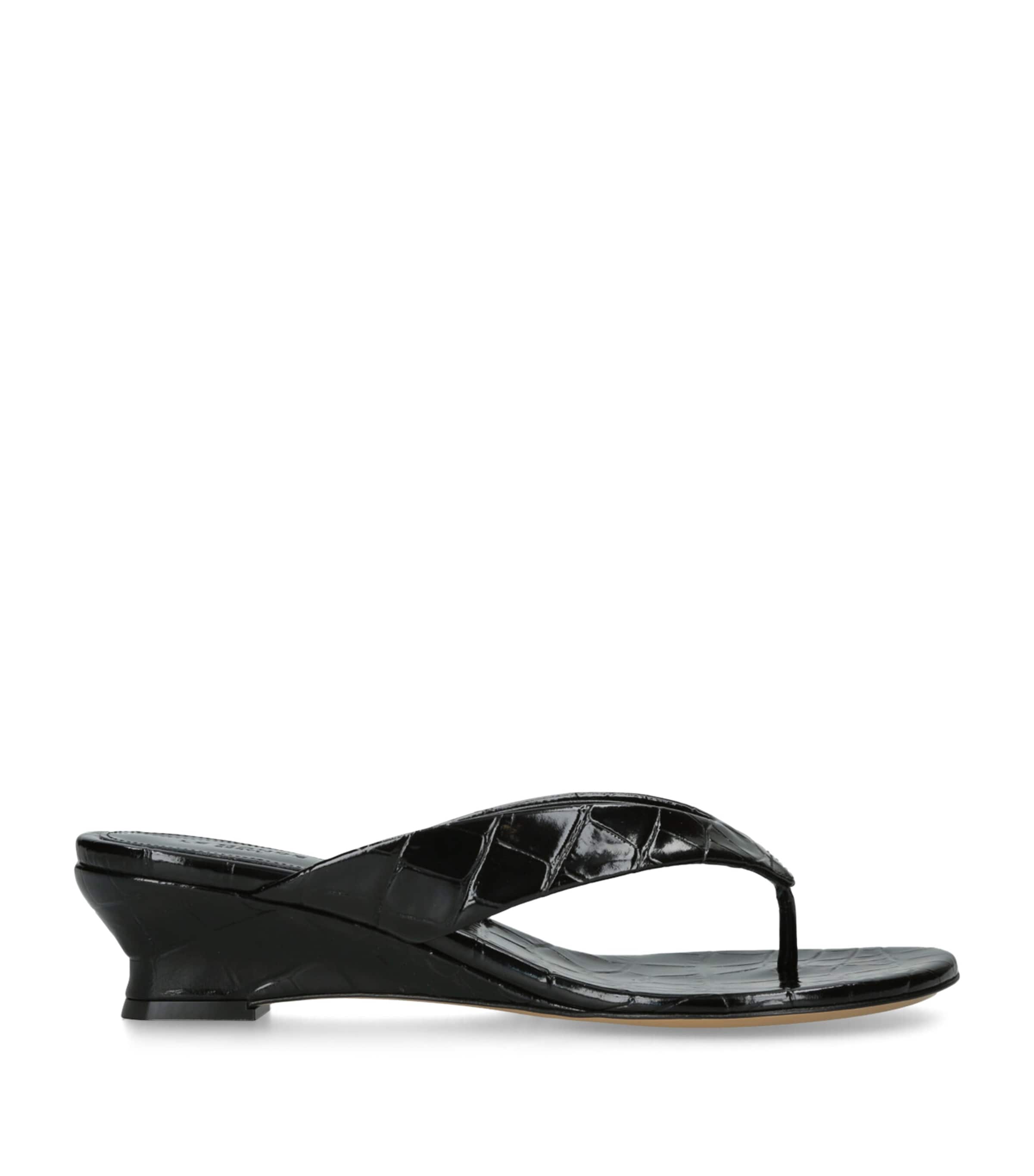 Le Monde Beryl Leather Micro Wedge Sandals 40 Black Image 1