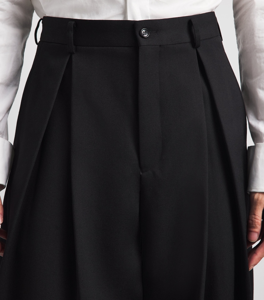 Comme Des Garçons Mens Wool Pleated Trousers Black Image 3