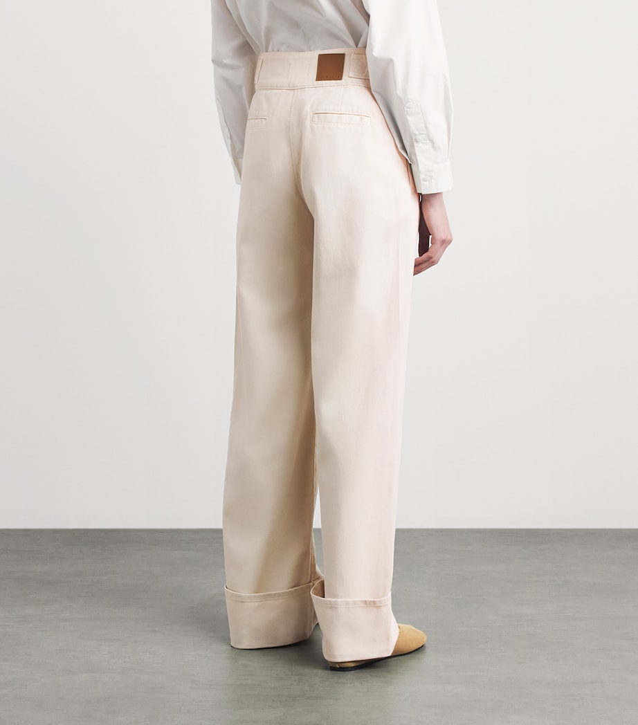 Claudie Pierlot Womens Sailor Wide-Leg Jeans Light Beige Denim Image 5