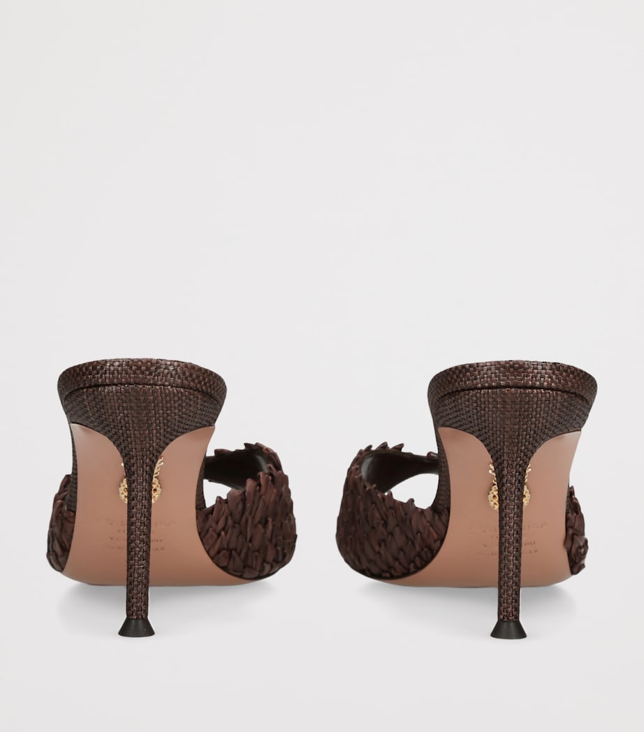 Aquazzura Raffia Rio Flirt Heeled Mules 75 Brown Image 4