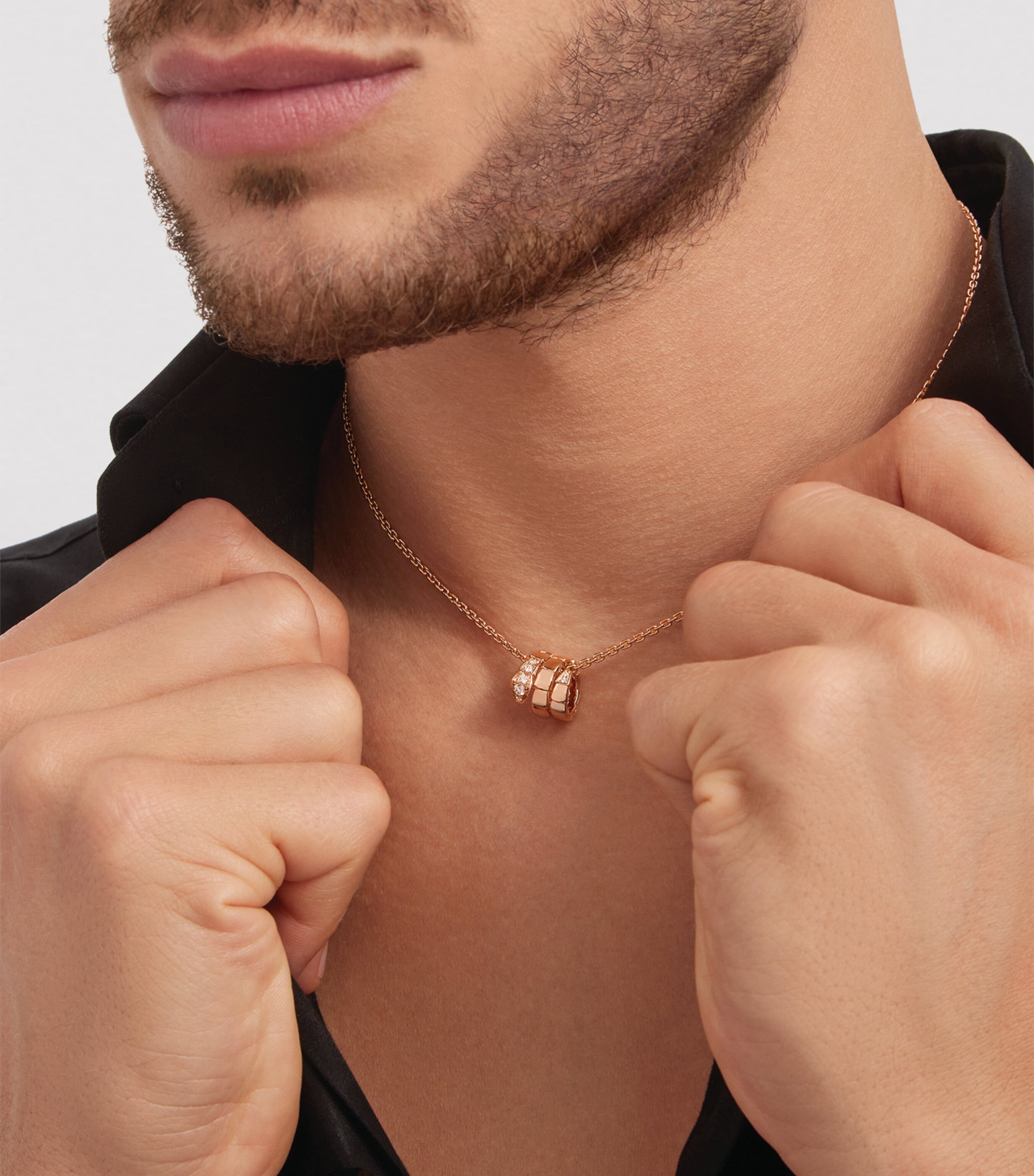 Rose Gold and Demi Pavé Diamond Serpenti Viper Necklace PINK GOLD Image 2