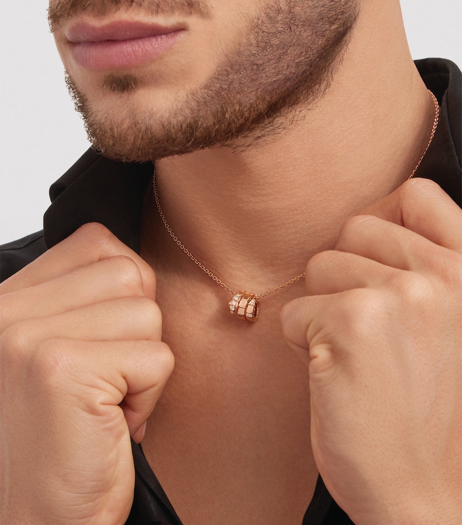 Rose Gold and Demi Pavé Diamond Serpenti Viper Necklace PINK GOLD Image 2