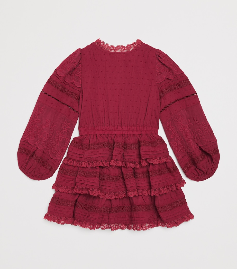 Lace Embroidered Betty Dress (3-16 Years) BERRY Image 2