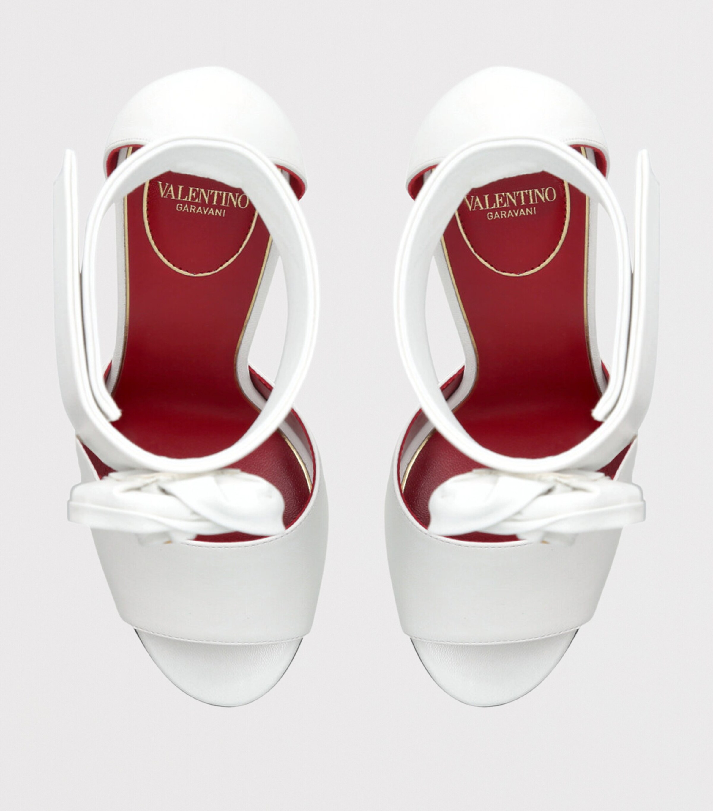 Valentino Garavani Leather Drip Rose Sandals 105 White/oth Image 4
