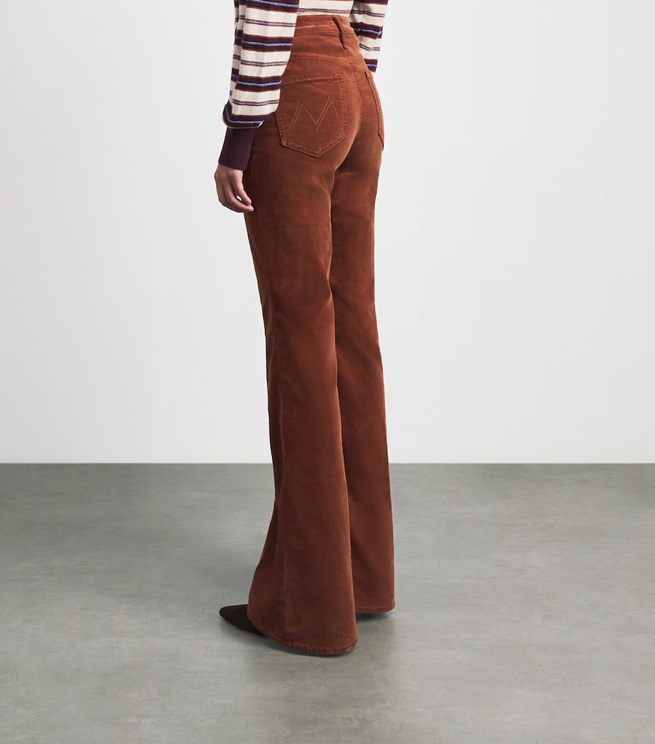 MOTHER Womens Corduroy The Doozy Flared Trousers Bison Image 5