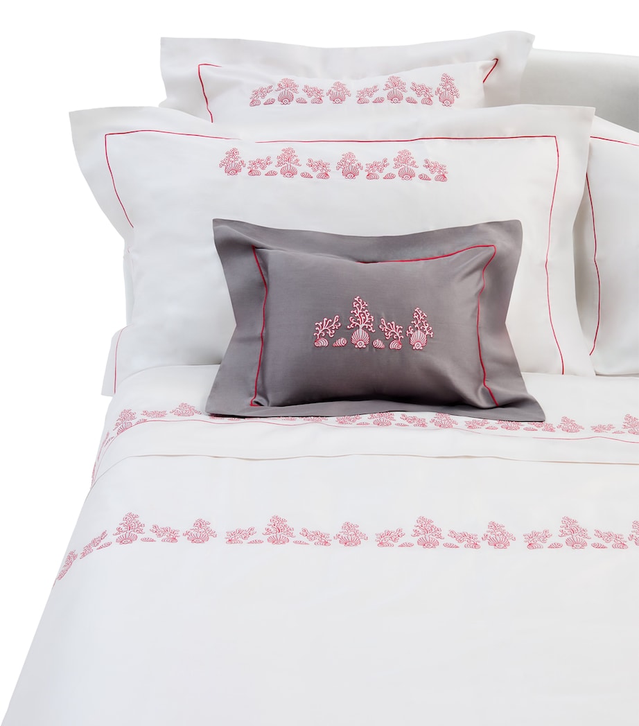 Loretta Caponi Cotton Coral and Shells Flat Sheet (270cm x 300cm) Light Grey Image 5