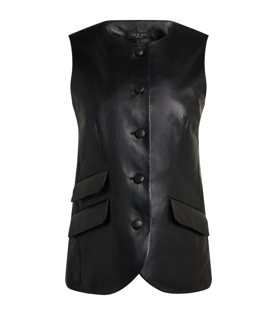 Leather Slade Waistcoat BLACK Image 1