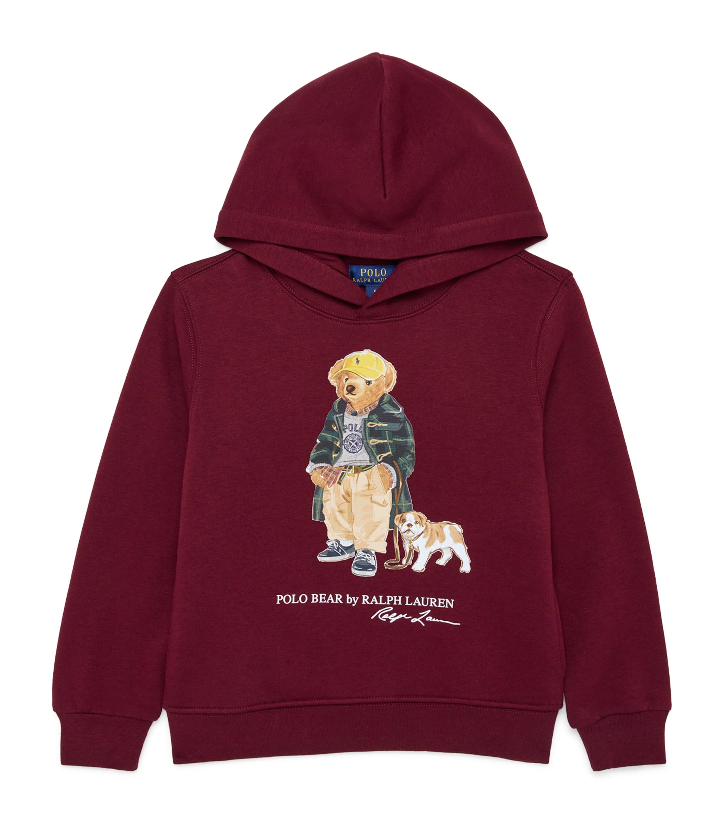Ralph Lauren Cotton-blend Polo Bear Hoodie In Burgundy