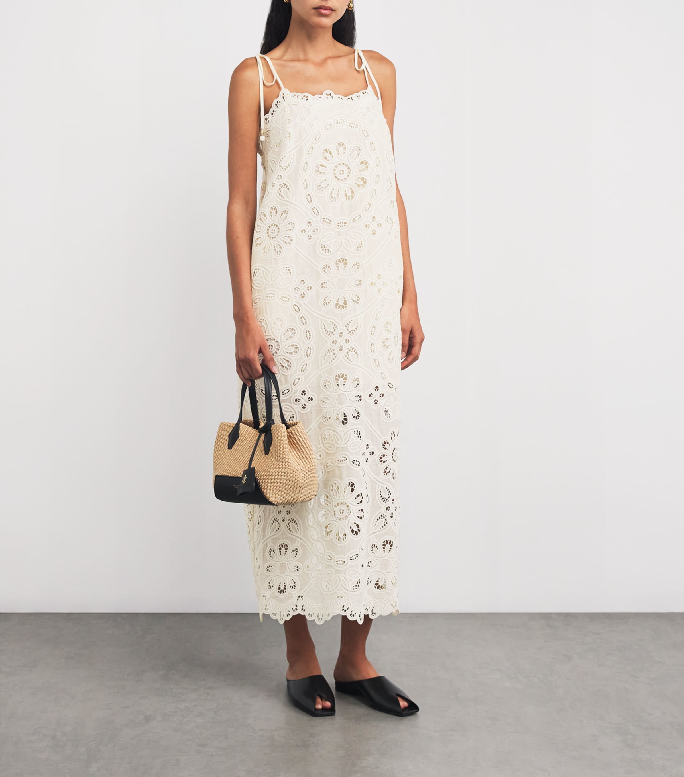 ワンピース ZIMMERMANN RHIANNON MIDI DRESS IN EMBROIDERED COTTON Zimmermann Rhiannon Tie Neck Midi Dress | Shopbop