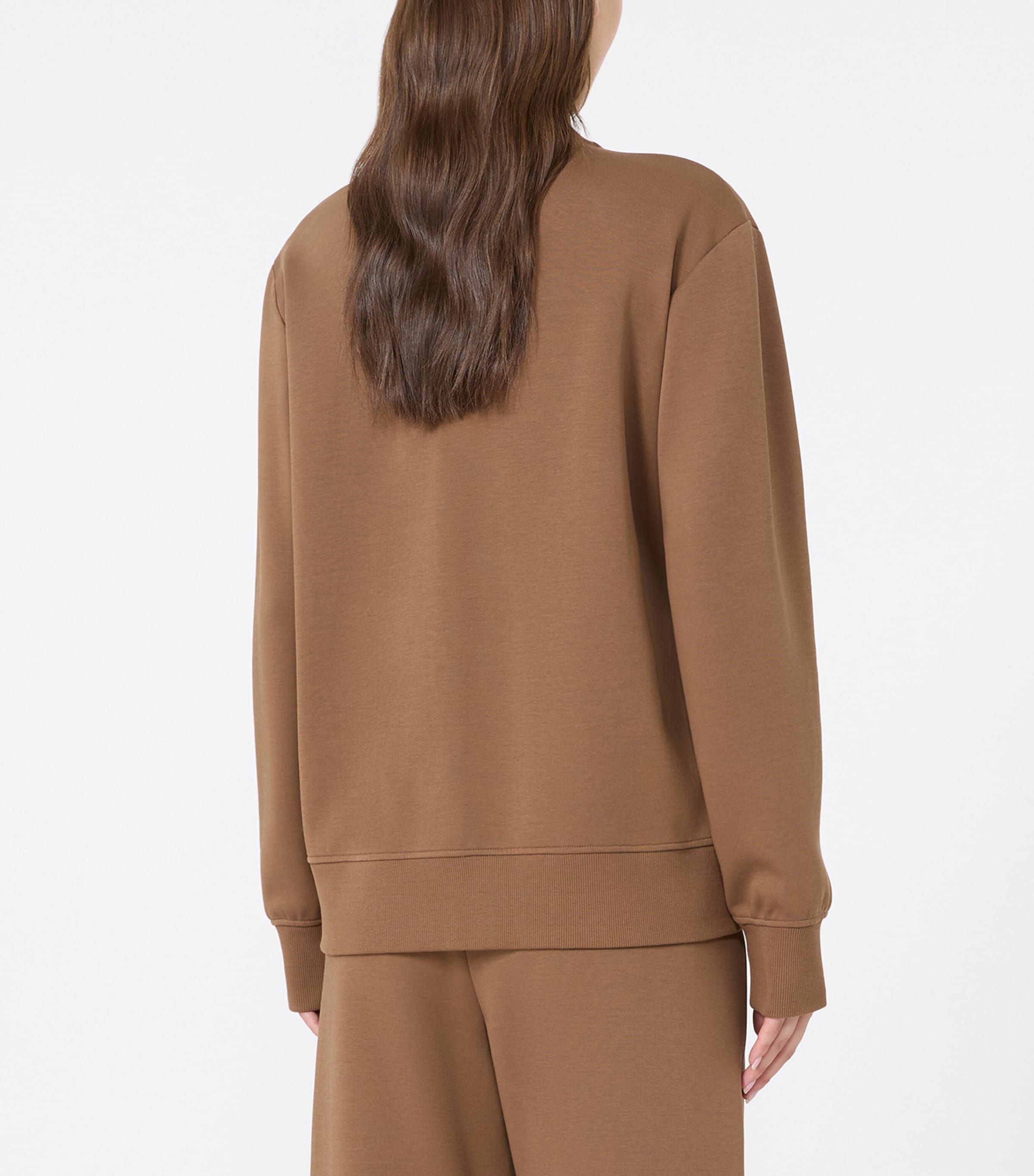 Max Mara Womens Cotton-Blend Zip-Up Sweatshirt Camel Image 4